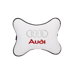 Подушка на подголовник экокожа Milk с логотипом автомобиля AUDI Vital Technologies