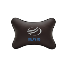 Подушка на подголовник экокожа Coffee с логотипом автомобиля ZAZ Vital Technologies