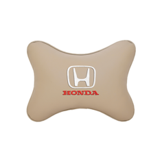 Подушка на подголовник экокожа Beige с логотипом автомобиля HONDA Vital Technologies