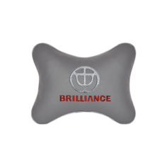 Подушка на подголовник экокожа L. Grey с логотипом автомобиля BRILLIANCE Vital Technologies