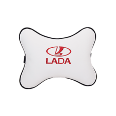 Подушка на подголовник экокожа Milk (красная) с логотипом автомобиля LADA Vital Technologies