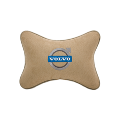 Подушка на подголовник алькантара Beige с логотипом автомобиля Volvo Vital Technologies