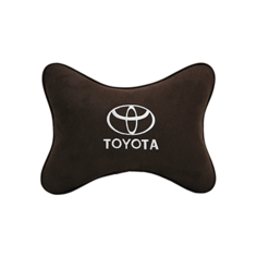 Подушка на подголовник алькантара Coffee (белая) с логотипом автомобиля TOYOTA Vital Technologies