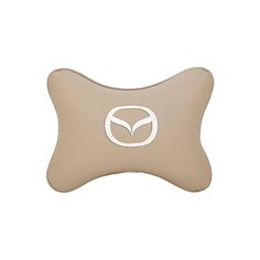 Подушка на подголовник экокожа Beige с логотипом автомобиля Mazda Vital Technologies