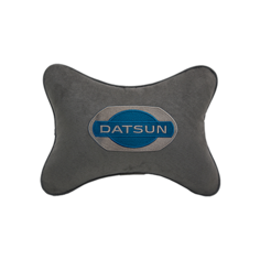 Подушка на подголовник алькантара D. Grey с логотипом автомобиля DATSUN Vital Technologies