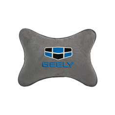 Подушка на подголовник алькантара L. Grey с логотипом автомобиля GEELY Vital Technologies