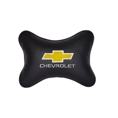 Подушка на подголовник экокожа Black с логотипом автомобиля CHEVROLET Vital Technologies
