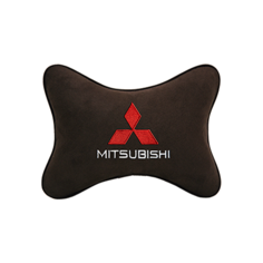 Подушка на подголовник алькантара Coffee с логотипом автомобиля MITSUBISHI Vital Technologies