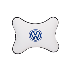 Подушка на подголовник экокожа Milk (синяя) с логотипом автомобиля Volkswagen Vital Technologies