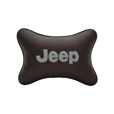 Подушка на подголовник экокожа Coffee с логотипом автомобиля JEEP Vital Technologies