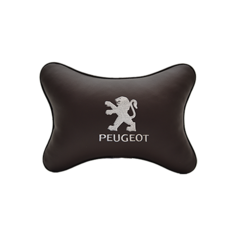 Подушка на подголовник экокожа Coffee с логотипом автомобиля PEUGEOT Vital Technologies