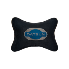 Подушка на подголовник алькантара Black с логотипом автомобиля DATSUN Vital Technologies