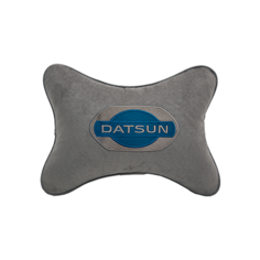Подушка на подголовник алькантара L. Grey с логотипом автомобиля DATSUN Vital Technologies