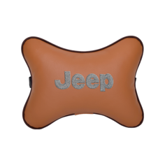 Подушка на подголовник экокожа Fox с логотипом автомобиля JEEP Vital Technologies