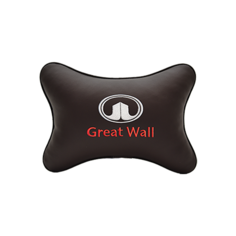 Подушка на подголовник экокожа Coffee с логотипом автомобиля Great Wall Vital Technologies