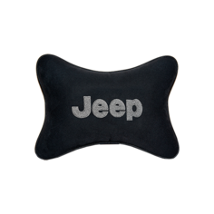 Подушка на подголовник алькантара Black с логотипом автомобиля JEEP Vital Technologies