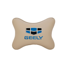 Подушка на подголовник экокожа Beige с логотипом автомобиля GEELY Vital Technologies