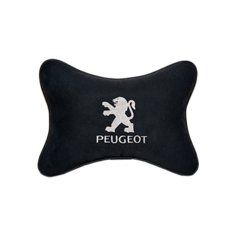 Подушка на подголовник алькантара Black с логотипом автомобиля PEUGEOT Vital Technologies