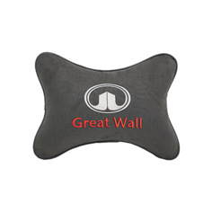 Подушка на подголовник алькантара D. Grey с логотипом автомобиля GREAT WALL Vital Technologies