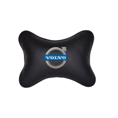 Подушка на подголовник экокожа Black с логотипом автомобиля VOLVO Vital Technologies