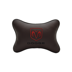 Подушка на подголовник экокожа Coffee с логотипом автомобиля DODGE Vital Technologies