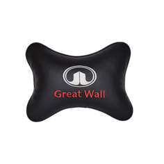 Подушка на подголовник экокожа Black с логотипом автомобиля GREAT WALL Vital Technologies