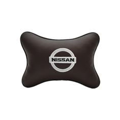 Подушка на подголовник экокожа Coffee с логотипом автомобиля NISSAN Vital Technologies