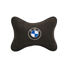 Подушка на подголовник алькантара Coffee с логотипом автомобиля BMW Vital Technologies