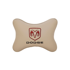 Подушка на подголовник экокожа Beige с логотипом автомобиля DODGE Vital Technologies