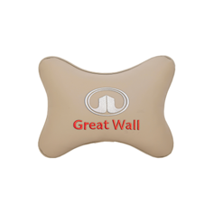 Подушка на подголовник экокожа Beige с логотипом автомобиля Great Wall Vital Technologies