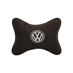 Подушка на подголовник алькантара Coffee (белый) с логотипом автомобиля Volkswagen Vital Technologies