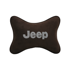Подушка на подголовник алькантара Coffee с логотипом автомобиля JEEP Vital Technologies