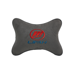 Подушка на подголовник алькантара D. Grey с логотипом автомобиля LIFAN Vital Technologies