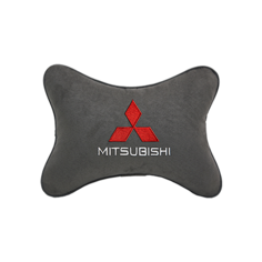 Подушка на подголовник алькантара D. Grey с логотипом автомобиля Mitsubishi Vital Technologies