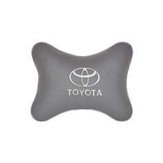 Подушка на подголовник экокожа L. Grey (белая) с логотипом автомобиля TOYOTA Vital Technologies