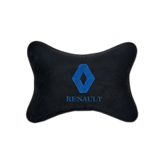Подушка на подголовник алькантара Black (синяя) с логотипом автомобиля Renault Vital Technologies