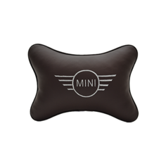 Подушка на подголовник экокожа Coffee с логотипом автомобиля MINI Vital Technologies