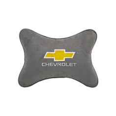 Подушка на подголовник алькантара L. Grey с логотипом автомобиля CHEVROLET Vital Technologies