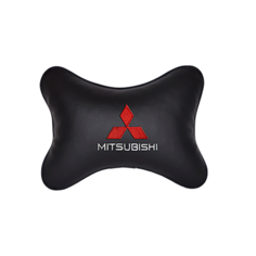 Подушка на подголовник экокожа Black с логотипом автомобиля MITSUBISHI Vital Technologies