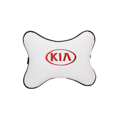 Подушка на подголовник экокожа Milk (красная) с логотипом автомобиля KIA Vital Technologies