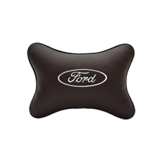 Подушка на подголовник экокожа Coffee (белая) с логотипом автомобиля FORD Vital Technologies