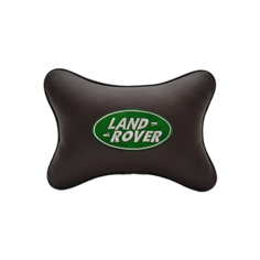 Подушка на подголовник экокожа Coffee с логотипом автомобиля LAND ROVER Vital Technologies