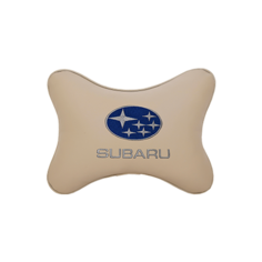 Подушка на подголовник экокожа Beige с логотипом автомобиля Subaru Vital Technologies