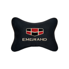 Подушка на подголовник алькантара Black с логотипом автомобиля EMGRAND Vital Technologies