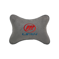 Подушка на подголовник алькантара L. Grey с логотипом автомобиля LIFAN Vital Technologies