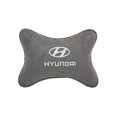 Подушка на подголовник алькантара L. Grey с логотипом автомобиля HYUNDAI Vital Technologies