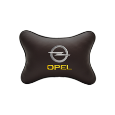 Подушка на подголовник экокожа Coffee с логотипом автомобиля OPEL Vital Technologies