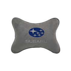 Подушка на подголовник алькантара L. Grey с логотипом автомобиля SUBARU Vital Technologies