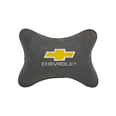 Подушка на подголовник алькантара D. Grey с логотипом автомобиля CHEVROLET Vital Technologies