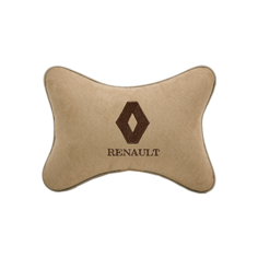 Подушка на подголовник алькантара Beige (коричневый) с логотипом автомобиля Renault Vital Technologies